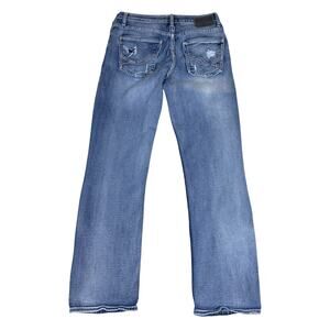 BKE jeans Tyler Straight 29x30 embroidered western stitched blue light wash rip